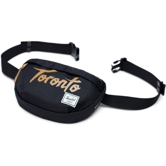 Herschel Supply Co Toronto Raptors Nineteen Hipsack Waistbag NBA Black Gold NEW - Picture 3 of 4